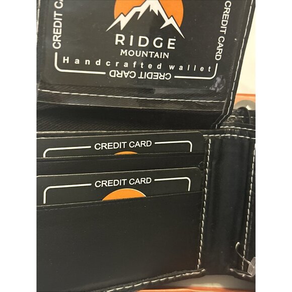 Western Mens Bifold Wallet Black Genuine Leather Longhorn Horeshoe Concho Cowboy - Picture 7 of 12